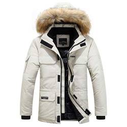 MEYOCEYO Winterparka Herren Winterjacke Gefüttert Parka Jacke Warme Wintermantel Outdoor Parka mit Kapuze Jacke Beige L von MEYOCEYO