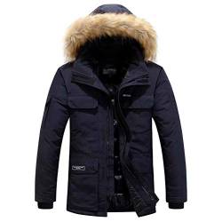 MEYOCEYO Winterparka Herren Winterjacke Gefüttert Parka Jacke Warme Wintermantel Outdoor Parka mit Kapuze Jacke Marineblau M von MEYOCEYO