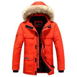 MEYOCEYO Winterparka Herren Winterjacke Gefüttert Parka Jacke Warme Wintermantel Outdoor Parka mit Kapuze Jacke Rote XL von MEYOCEYO