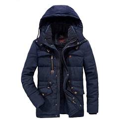 MEYOCEYO Winterparka Herren Wintermantel Gefütterte Parka Jacke Outdoor Winterjacke Warme Parka mit Kapuze A Marineblau 2XL von MEYOCEYO