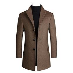 MEYOCEYO Wollmantel Herren Winter Herbst Business Mantel Slim Fit Wintermantel Eleganter Reverskragen Trenchcoat Lange Khaki M von MEYOCEYO