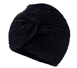 MFAZ Morefaz Ltd Damen Chemo Turban Twist Hut Mohair Wolle für Krebs Kopfbedeckung Headwrap Strickmütze Schals (Black) von MFAZ Morefaz Ltd