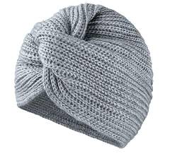 MFAZ Morefaz Ltd Damen Chemo Turban Twist Hut Mohair Wolle für Krebs Kopfbedeckung Headwrap Strickmütze Schals (Grey) von MFAZ Morefaz Ltd