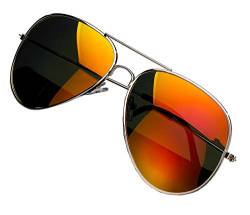 MFAZ Morefaz Ltd Damen Herren Pilot Sonnenbrille Brille Polarisierten Spiegel Fallgläser (Orange Mirrored) von MFAZ Morefaz Ltd