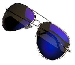 MFAZ Morefaz Ltd Damen Herren Pilot Sonnenbrille Polarisierten Spiegel Fallgläser (Blue Mirrored) von MFAZ Morefaz Ltd