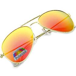 MFAZ Morefaz Ltd Herren Damen Lila Sonnenbrille Klassische Pilotenbrille Polarisierten Gespiegelt Pilot Mehrfarbig (Orange Gespiegelt) von MFAZ Morefaz Ltd