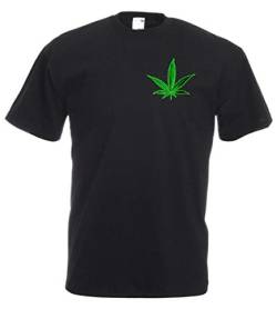 MFAZ Morefaz Ltd Herren Und Damen T-Shirt Cannabis Leafes Ganja Weed THC Men/Ladies Rasta Kurzarm Shirt 420 (Black T-Shirt Leaf Green NR 32, L) von MFAZ Morefaz Ltd