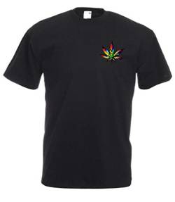 MFAZ Morefaz Ltd Herren Und Damen T-Shirt Cannabis Moustache Ganja Welt Weed Face Rasta Kurzarm Shirt 420 (Black T-Shirt Ganja NR 4, L) von MFAZ Morefaz Ltd