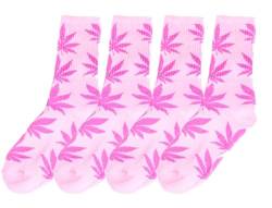MFAZ Morefaz Ltd Set 2x Baumwollsocken Marihuana Cannabis Weed Rasta Socken Herren Damen (Standard, Pink-Pink) von MFAZ Morefaz Ltd