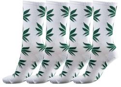 MFAZ Morefaz Ltd Set 2x Baumwollsocken Marihuana Cannabis Weed Rasta Socken Herren Damen (Standard, White-Green) von MFAZ Morefaz Ltd