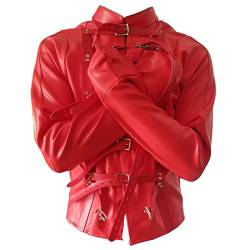 MFMYEE BDSM Bondage Leder Erotik Dessous Zwangsjacke Erwachsene Spielzeug Produkte Porno-Cosplay(rot) (as3, Alpha, l, Regular, Regular) von MFMYEE