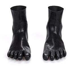 MFMYEE Latex-Fußabdeckung, schwarze kurze Röhre Fünf-Finger-Socken Sexy Latex Zehensocke lang - Latex Zehen Socken wadenlang - Latex Strümpfe für Damen und Herren (L) von MFMYEE