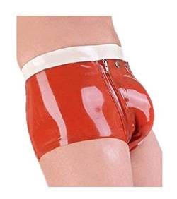 MFMYEE Sexy Latex Herren Slip Gummi Shorts Unterwäsche （Hosenreißverschluss） (4XL) von MFMYEE
