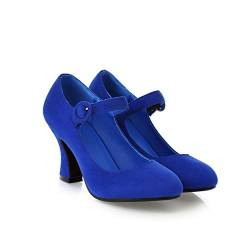 MFairy Mary Jane Damen-Schuhe mit Schnallen, klobiger Absatz, gepolsterte Pumps, königsblau, 37 EU von MFairy