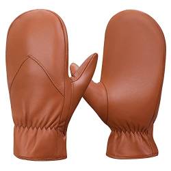 MGGMOKAY Fäustlinge Herren, Winter Warme Echtleder Schaffell handschuhe,Tan,XL von MGGMOKAY