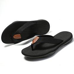 MGGMOKAY Herren Flip Flops Sandalen Bequeme Fußgewölbestütze Lässige Strandrutschen Schuhe,Schwarz,42 von MGGMOKAY