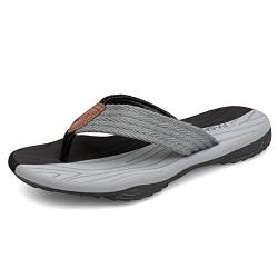 MGGMOKAY Herren Flip Flops Sandalen Bequeme Fußgewölbestütze Lässige Strandrutschen Schuhe,Schwarz Grau,44 von MGGMOKAY