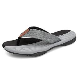 MGGMOKAY Herren Flip Flops Sandalen Bequeme Fußgewölbestütze Lässige Strandrutschen Schuhe,Schwarz Grau,46 von MGGMOKAY