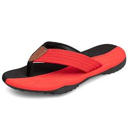 MGGMOKAY Herren Flip Flops Sandalen Bequeme Fußgewölbestütze Lässige Strandrutschen Schuhe,Schwarz Rot,47 von MGGMOKAY