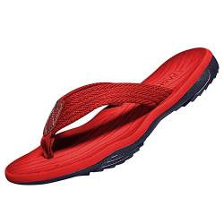 MGGMOKAY Herren Flip Flops Sandalen Bequeme Fußgewölbestütze Lässige Strandrutschen Schuhe,rot,40 von MGGMOKAY