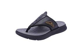 MGGMOKAY Herren Flip Flops Sommer Sport Zehentrenner Comfy Rutschsicher Outdoor Beach Leder Sandalen mit Arch Support Sandalen,Schwarz,47 von MGGMOKAY