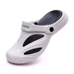 Unisex Clogs Pantoletten Strand Hausschuhe Sommer Sandalen Gartenschuhe mit Fußbett aus Weichem,White,36/37 von MGGMOKAY