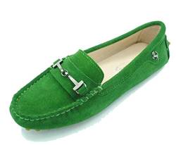 MGM-Joymod Damen Casual Slipper Metall Schnalle Walking Driving Loafers Flats Mokassins Wanderschuhe, Grün - grasgrün - Größe: 38.5 EU von MGM-Joymod