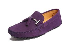 MGM-Joymod Herren Fashion Quasten Wildleder Fahren Walking Mokassin Penny Loafers Flats Slipper Schuhe, Violett - dunkelviolett - Größe: 43 1/3 EU von MGM-Joymod