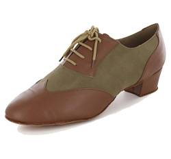 MGM-Joymod Klassische Herren-Schnürschuhe, geschlossener Zehenbereich, Salsa, Tango, Samba, Jazz, Rumba, Ballsaal, Latin moderne Tanzschuhe, Abend- und Hochzeitsschuhe, Braun - Braun 4 cm Absatz - Größe: 44 EU von MGM-Joymod