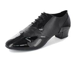 MGM-Joymod Klassische Herren-Schnürschuhe, geschlossener Zehenbereich, Salsa, Tango, Samba, Jazz, Rumba, Ballsaal, Latin moderne Tanzschuhe, Abend- und Hochzeitsschuhe, Schwarz - Schwarz, 4 cm Absatz - Größe: 42 1/3 EU von MGM-Joymod