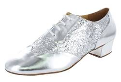 MGM-Joymod Klassische Herren-Schnürschuhe, geschlossener Zehenbereich, Salsa, Tango, Samba, Jazz, Rumba, Ballsaal, Latin moderne Tanzschuhe, Abend- und Hochzeitsschuhe, Silber - Silber 4 cm Absatz - Größe: 39 1/3 EU von MGM-Joymod