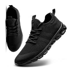 MGNLRTI Herren Schuhe Sneaker Laufschuhe Sommerschuhe Sportschuhe Straßenlaufschuhe Turnschuhe Fitnessschuhe Joggingschuhe Workout Freizeitschuhe Männer Running Shoes Gym schwarz EU44 von MGNLRTI