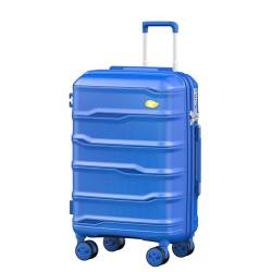 MGOB Koffer Handgepäck Polypropylen Hartschalen Reisekoffer Trolley Leicht mit TSA-Schloss 4 Rollen, 55x36x21cm, Blau von MGOB