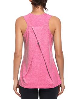 Damen Sport Oberteile Fitness Locker Tank Top athletisch ärmellos Lauf Top Yoga Shirts Racerback Sporttop(rosa, XL) von MGOOL