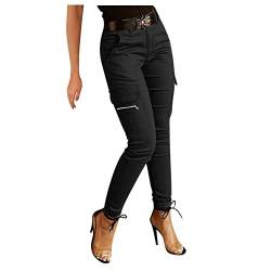 Cargohose Damen Freizeithose Schwarz Wanderhose Einfarbig Trainingshose Vintage Sporthose Stretch Chino Hose Loose Pants Baggy Arbeitshosen Breite Cargo Hosen Casual Leinenhose Outdoor Hosen Lange von MGSFGlk