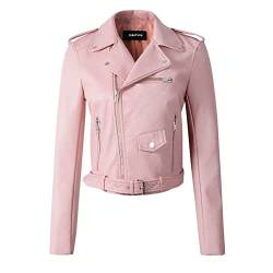 Lederjacke Damen Bikerjacke Große Größe Übergangsjacke Frühling Lederimitat Jacke Kunstleder Kunstlederjacke Mode Lederjacke Beiläufig Jacket Motorrad Jacke Elegant Trachtenjacke Coole Leder Jacken von MGSFGlk