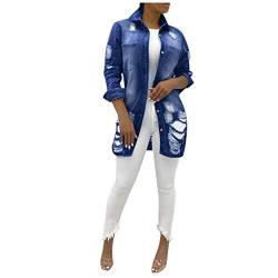 MGSFGlk Jeansjacke Damen Wonder Jeansjacke Körperbetonte Jacken Kurz Knopf Damenjacke Bomberjacke Knöpfen Jean Mantel Sommerjacke Dünne Frauen Große Größen Denim Jacke Waschen Fitness Sport von MGSFGlk