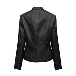 MGSFGlk Lederjacke Damen Übergangsjacke Cool Winterjacke Kunstleder Lederjacke Warm Lederimitat Jacke Beiläufig Bikerjacke Coole Bomberjacke Steppjacke Elegant Jeansjacke Frühling Leder Jacken von MGSFGlk