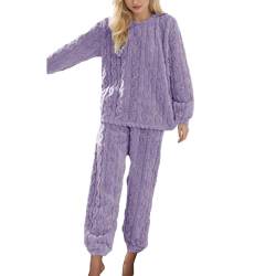 Pyjama Set Damen Nachtwäsche Set Winter Freizeitanzug Bedruckte Pyjama Lang Nachtwäsche Elegant Warme Schlafanzug Kuschelig Lang Outfit Rundhals Loungewear Outfits Outfit Set Für Frühling Herbst von MGSFGlk