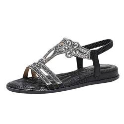 Sandalen Damen Flach Große Größen Glitzer Schuhe Sommerschuhe Strass Bohemia Sandalen Damen Sommer Elegant Peeptoes Sandaletten Riemchensandalen Bequem Weisse Strandschuhe Römersandalen für Mädchen von MGSFGlk