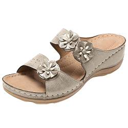 Sandalen Damen mit Absatz Orthopädische Peeptoe Elegante Slipper Plateau Keilabsatz Pantoletten Damen mit Fussbett mit Absatz Riemen Strand Hausschuhe Orthopädische Sandalen Sommerschuhe Slides von MGSFGlk