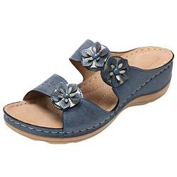 Sandalen Damen mit Absatz Orthopädische Peeptoe Elegante Slipper Plateau Keilabsatz Pantoletten Damen mit Fussbett mit Absatz Riemen Strand Hausschuhe Orthopädische Sandalen Sommerschuhe Slides von MGSFGlk