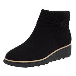 Stiefeletten Damen Stiefeletten Winddicht Halbstiefel Rutschfest Kurzstiefeletten Kurz Stiefelette Bequeme Winterstiefel Warme Schnürstiefeletten Damenstiefel Cute Keilstiefeletten Elegant Outdoor von MGSFGlk