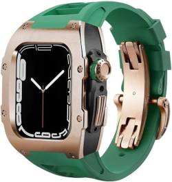 MGTCAR Edelstahl-Uhrengehäuse, Gummi-Uhrenarmband, für Apple Watch Ultra 8, 7, 6, 5, 4, SE-Serie, Gummiband, Edelstahl-Gehäuse, Mod Kit, für iWatch 44 mm, 45 mm, 49 mm Uhrenersatz, 44MM, Achat von MGTCAR