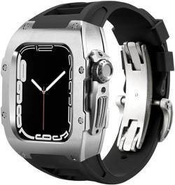 MGTCAR Edelstahl-Uhrengehäuse, Gummi-Uhrenarmband, für Apple Watch Ultra 8, 7, 6, 5, 4, SE-Serie, Gummiband, Edelstahl-Gehäuse, Mod Kit, für iWatch 44 mm, 45 mm, 49 mm Uhrenersatz, 49 mm, Achat von MGTCAR