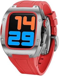 MGTCAR Titan-Uhrengehäuse, Fluorkautschuk-Armband, Modifikationsset, für Apple Watch 8, 7, 6, 5, 4, SE, 44 mm, 45 mm, Herren-Uhrengehäuse, Metalllünette, Gehäuse-Zubehör, 44mm, Achat von MGTCAR