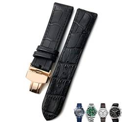 MGTCAR Uhrenarmband aus Leder, 20 mm, 21 mm, 22 mm, für Rolex für Omega Seamaster 300, Hamilton, Seiko, IWC, Tissot-Armband, Schwarz / Braun, 22 mm, Achat von MGTCAR