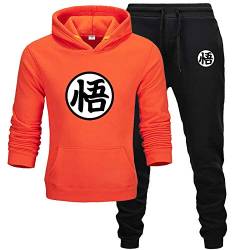 Goku T-Shirt Herren 2 Stück Outfits Herren Hoodie Anzug Herbst Winter Casual Sportswear Fashion Orange XL von MGTUPK