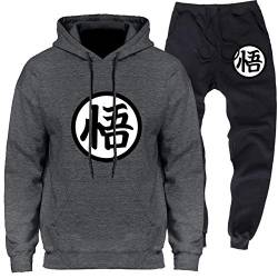 Goku T-Shirt Kind Sweatsuits Jogger Sets Herren Pullover Anime Freizeitanzug Hoodie + Hose Goku Kostüm dunkelgrau XL von MGTUPK