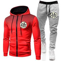 Goku t Shirt Kid Hoodie Set Sweatsuit Herren Sport reißverschluss Tasche Hoodie Jogginghose Goku kostüm Kind rot schwarz + hellgrau XL von MGTUPK